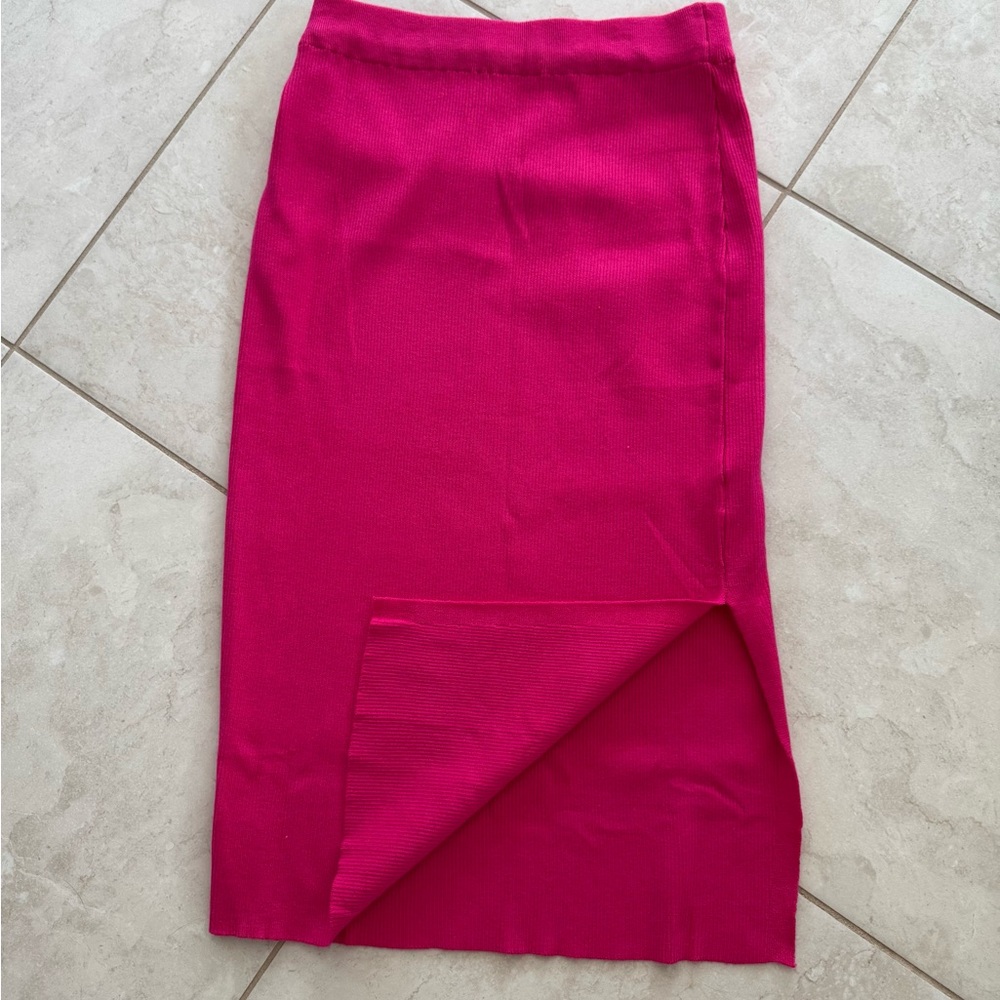 Pink Midi Pencil Skirt